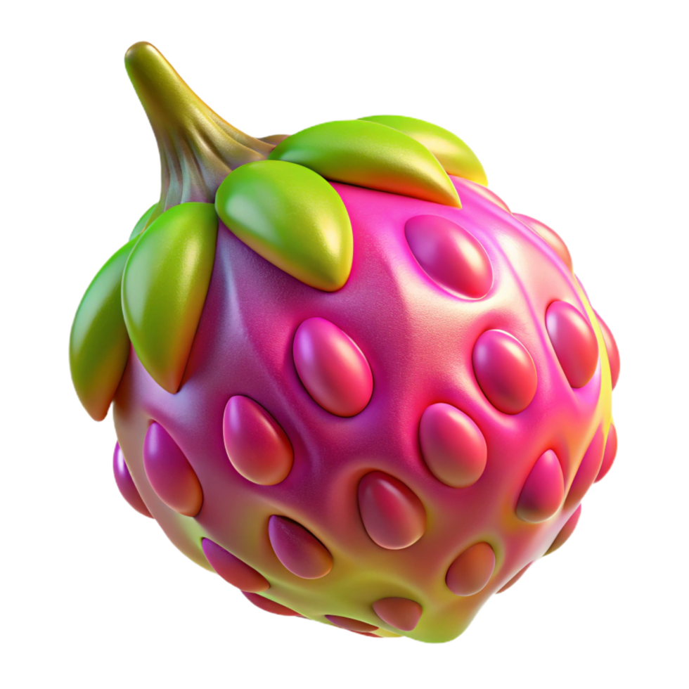 fascinating romantic classic Alien fruit, unusual shape, vibrant colors, bioluminescent. NO BACKGROUND with Transparent Background. handcrafted png