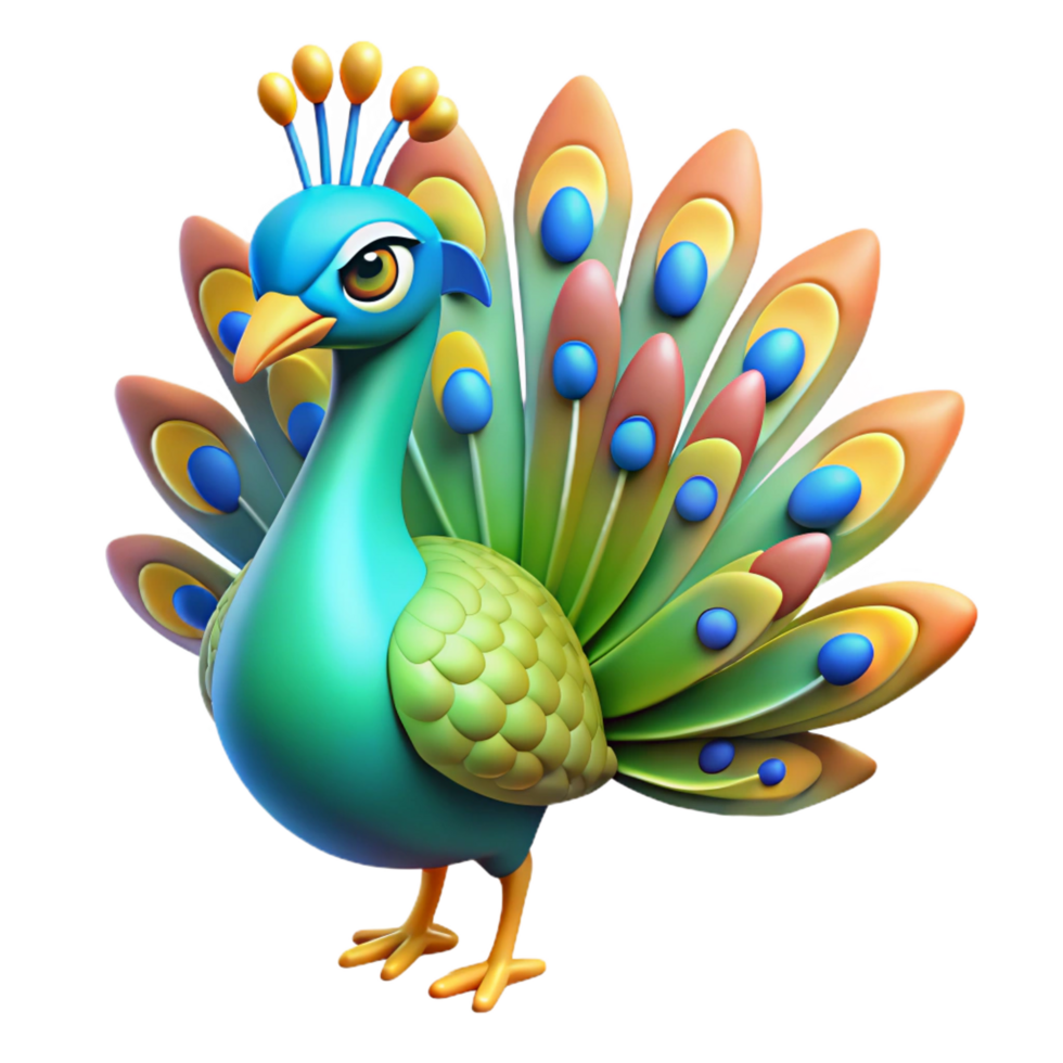 inspired elegant A colorful peacock with feathers displayed. NO BACKGROUND with Transparent Background. impeccable png