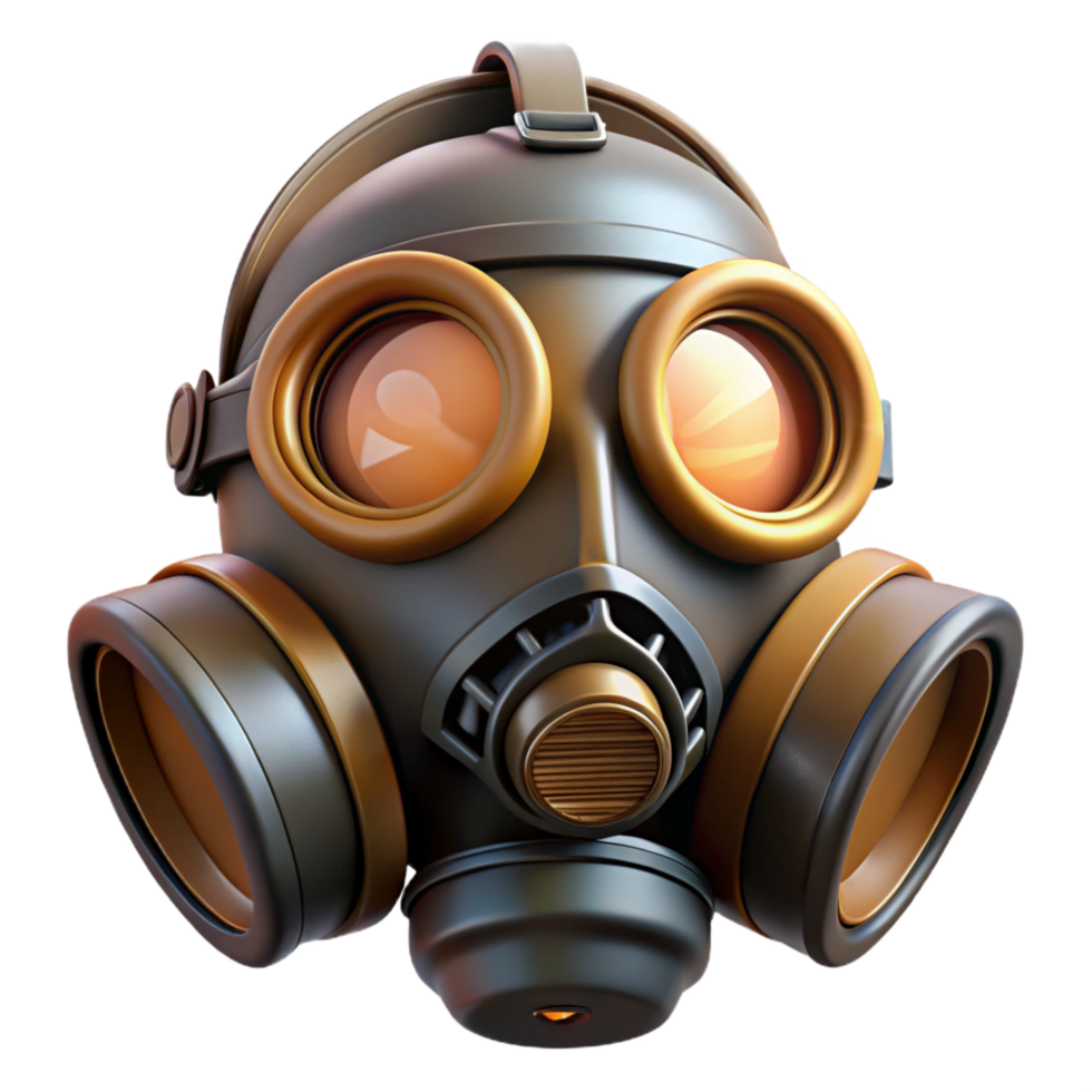 sumptuous notable Steampunk gas mask with tinted lenses and intricate filters. NO BACKGROUND with Transparent Background. png