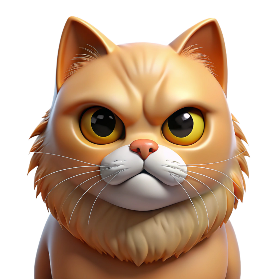 ethereal mesmerizing A grumpy Persian cat, close-up, NO BACKGROUND with Transparent Background. sharp png
