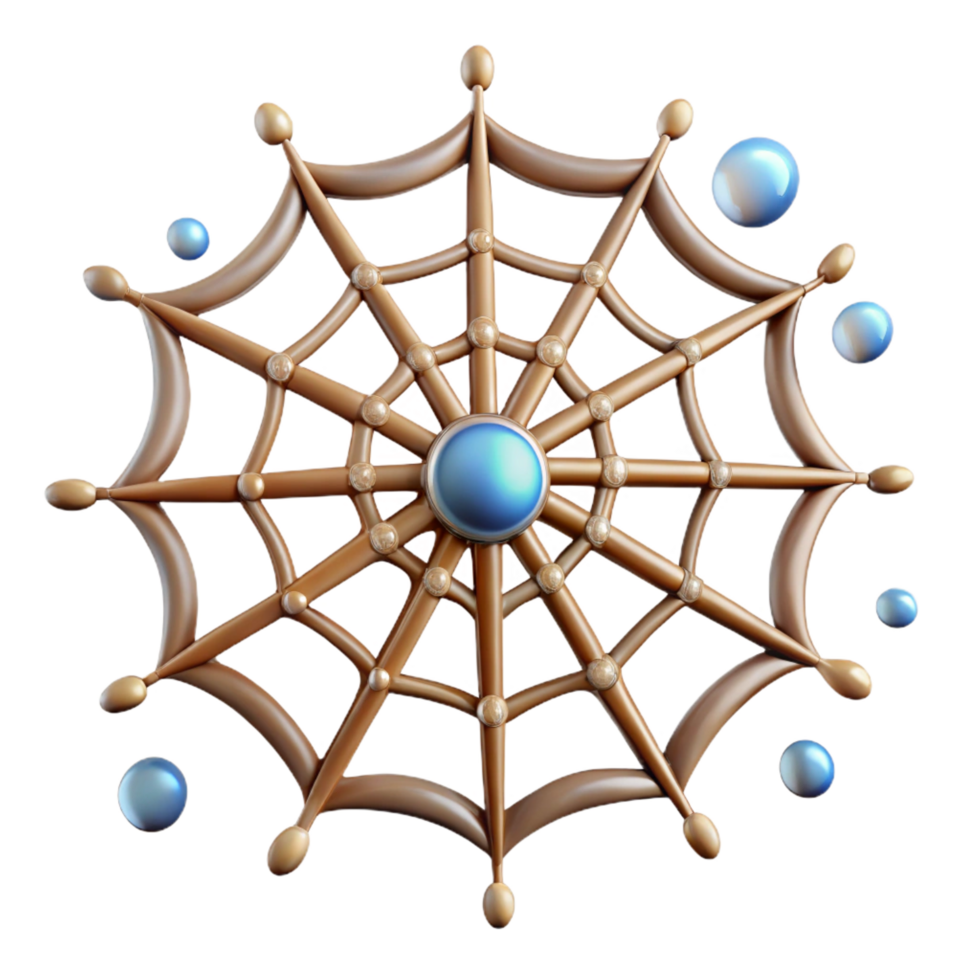 exquisite unforgettable Spider web with dew drops NO BACKGROUND with Transparent Background. png