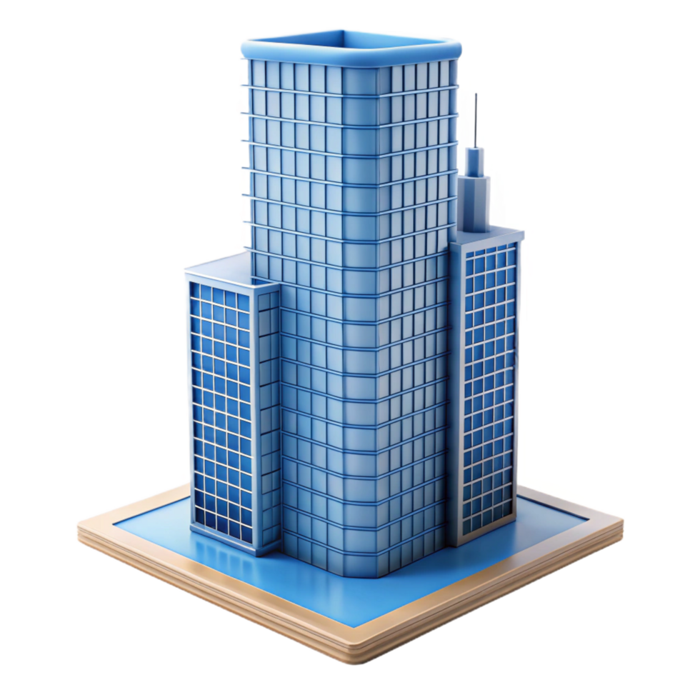 glorious tranquil minimalist Modern skyscraper architectural model, NO BACKGROUND with Transparent Background. studio quality png