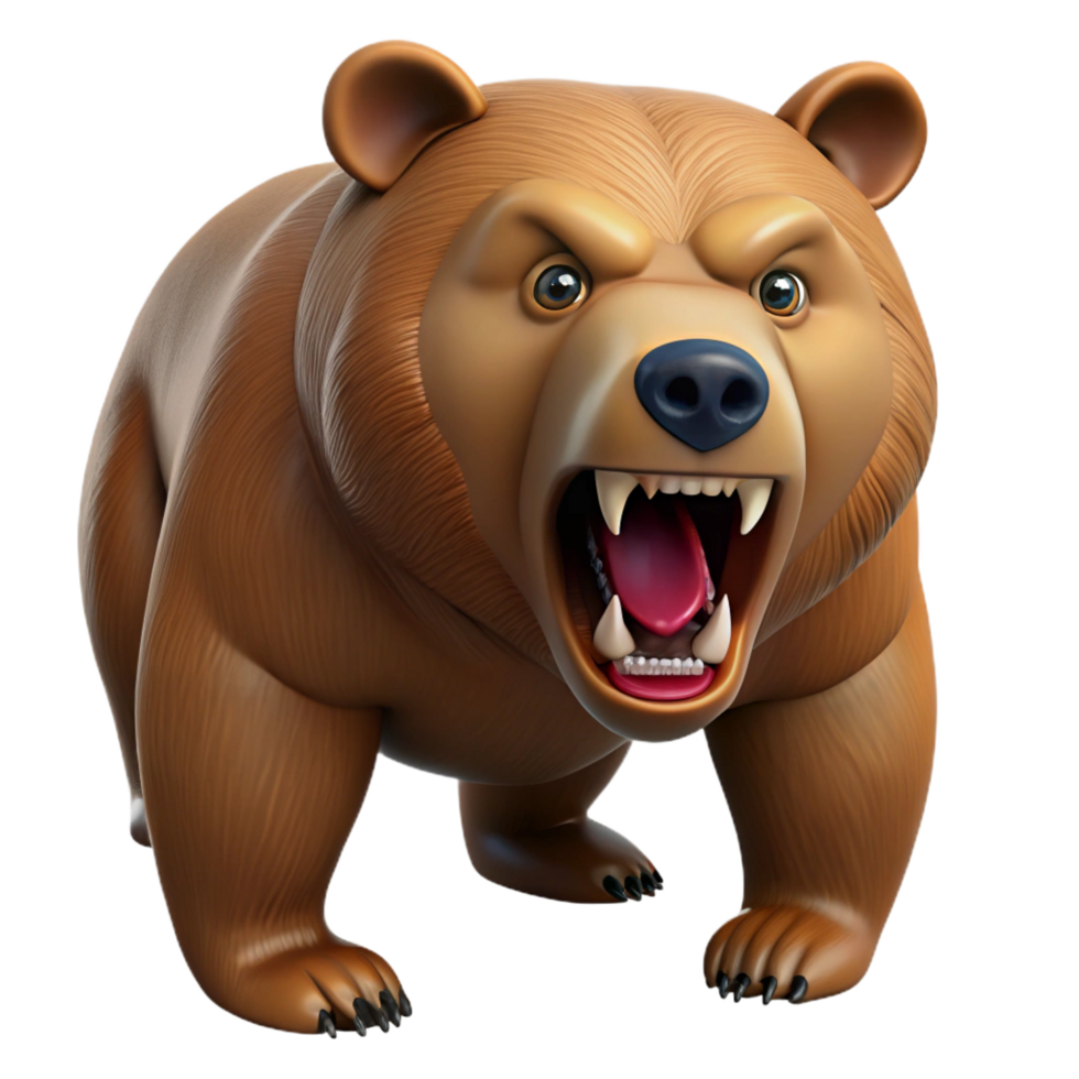 intense picturesque A growling grizzly bear, NO BACKGROUND with Transparent Background. fine detail png