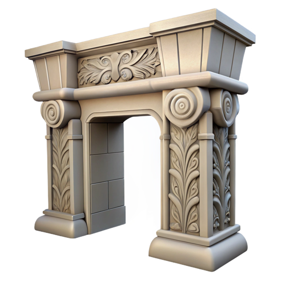 extraordinary renaissance Stone lintel, decorative carving, NO BACKGROUND with Transparent Background. top-tier png