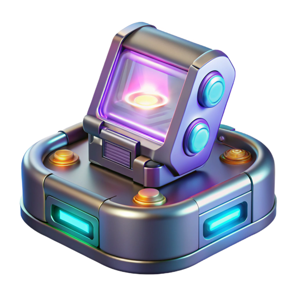 harmonious serene Futuristic communication device with a holographic display. NO BACKGROUND with Transparent Background. masterfully captured png