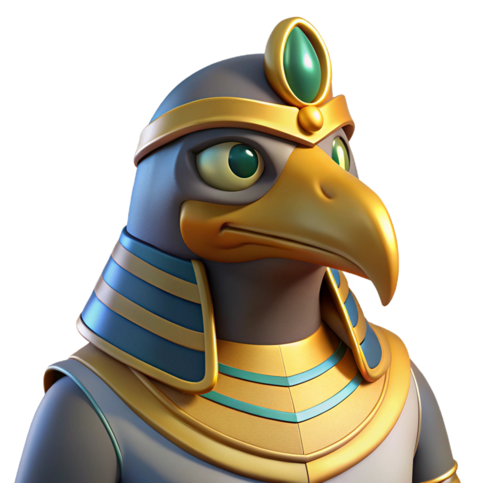ethereal fascinating Horus, Egyptian god of the sky, falcon-headed, NO BACKGROUND with Transparent Background. professional png