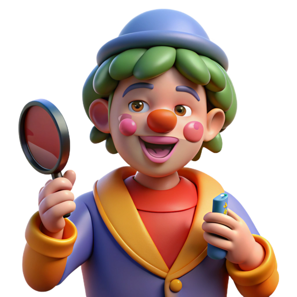 unforgettable bohemian Clown, applying makeup, NO BACKGROUND with Transparent Background. sharp png