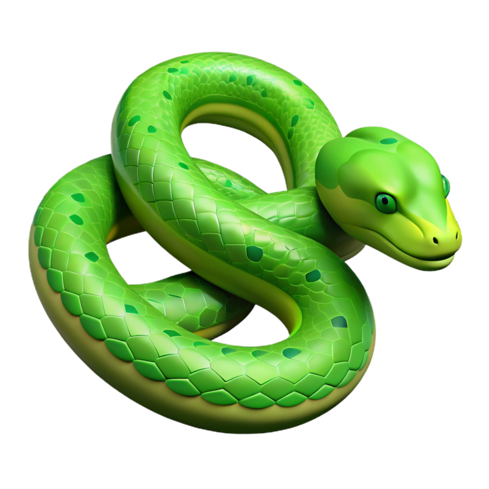 mysterious magnificent A slithering green tree python, NO BACKGROUND with Transparent Background. detailed png