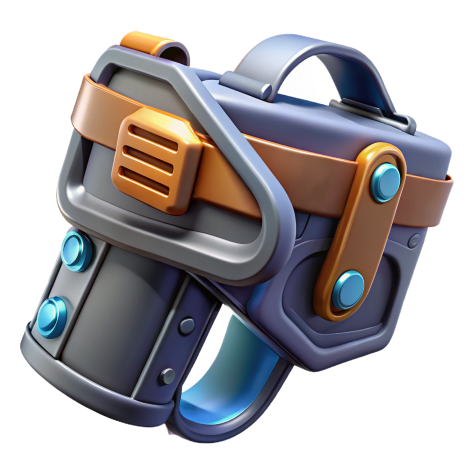 magnificent art deco Futuristic weapon holster with magnetic locking mechanism. NO BACKGROUND with Transparent Background. ultra HD png