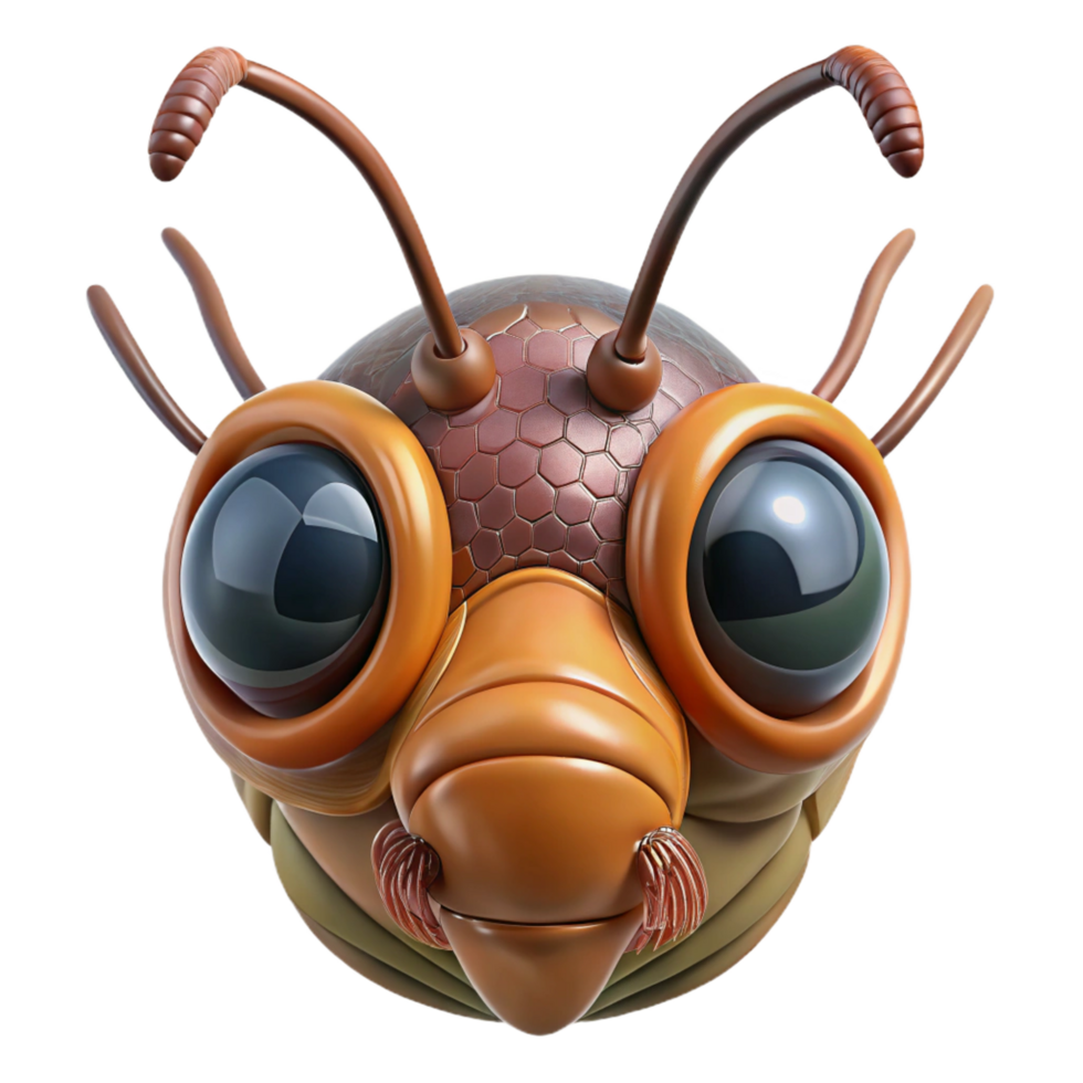 wonderful remarkable Alien insect head, chitinous, compound eyes, antennae. NO BACKGROUND with Transparent Background. png