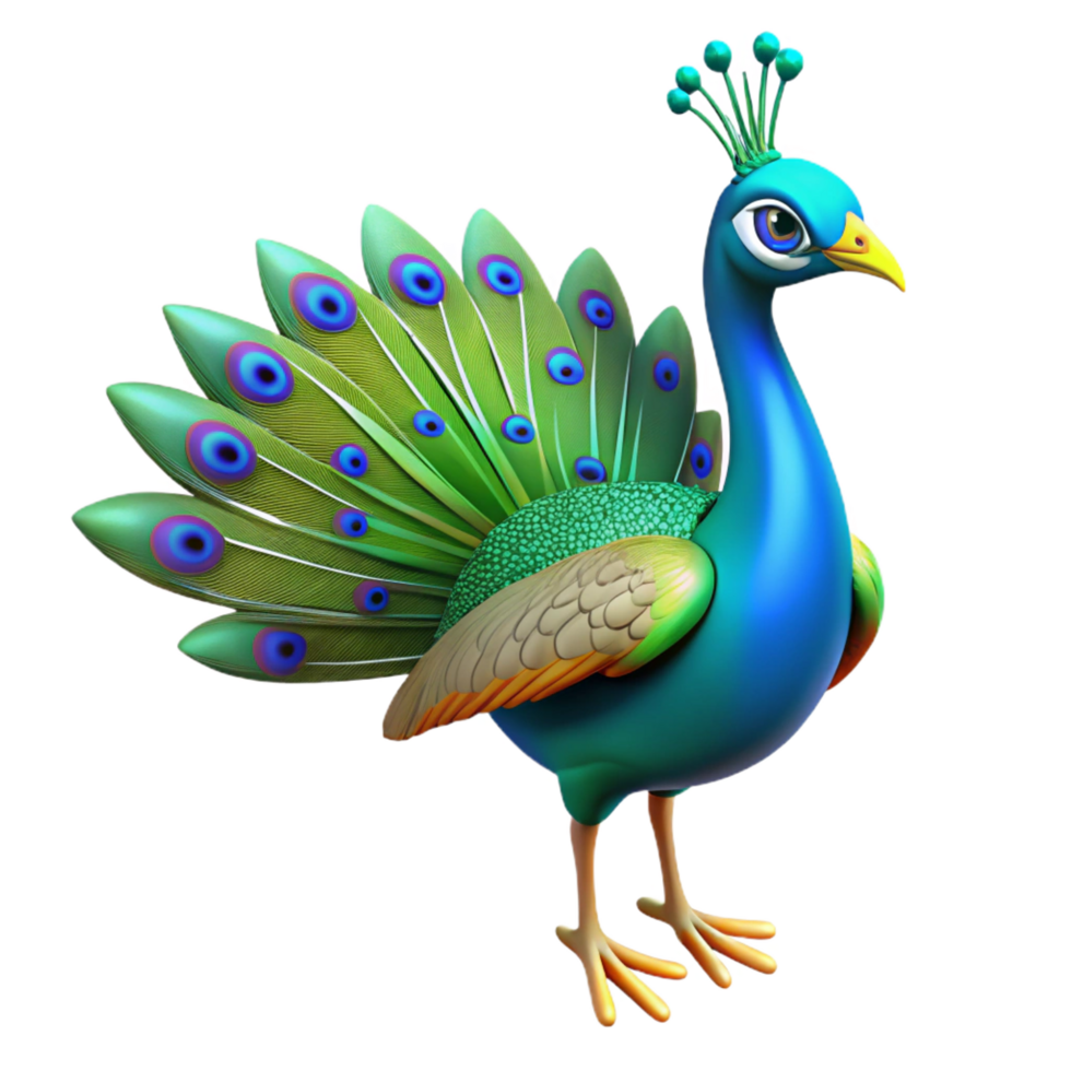 serene romantic geometric A strutting peacock, NO BACKGROUND with Transparent Background. detailed png