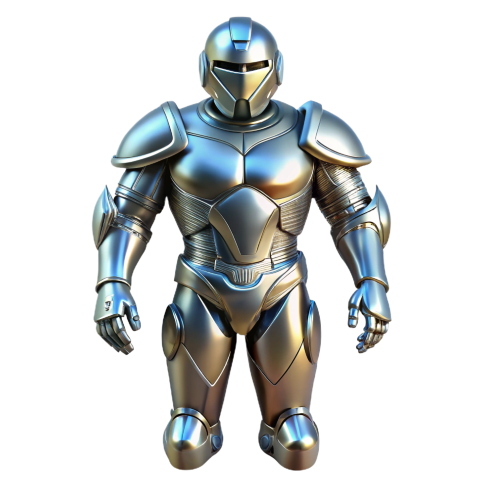 gorgeous joyful creative Suit of armor, full body, metallic sheen NO BACKGROUND with Transparent Background. museum quality png
