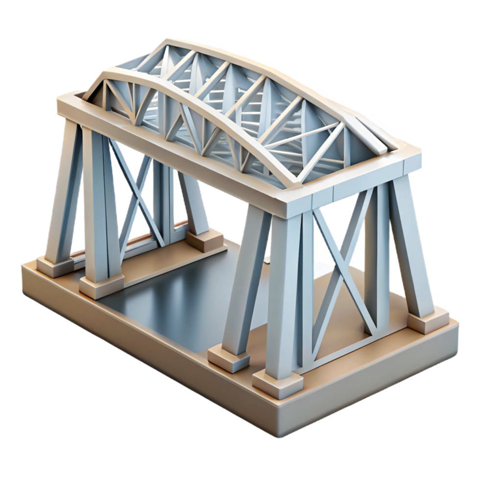 passionate elegant Architectural model of a truss bridge NO BACKGROUND with Transparent Background. museum quality png