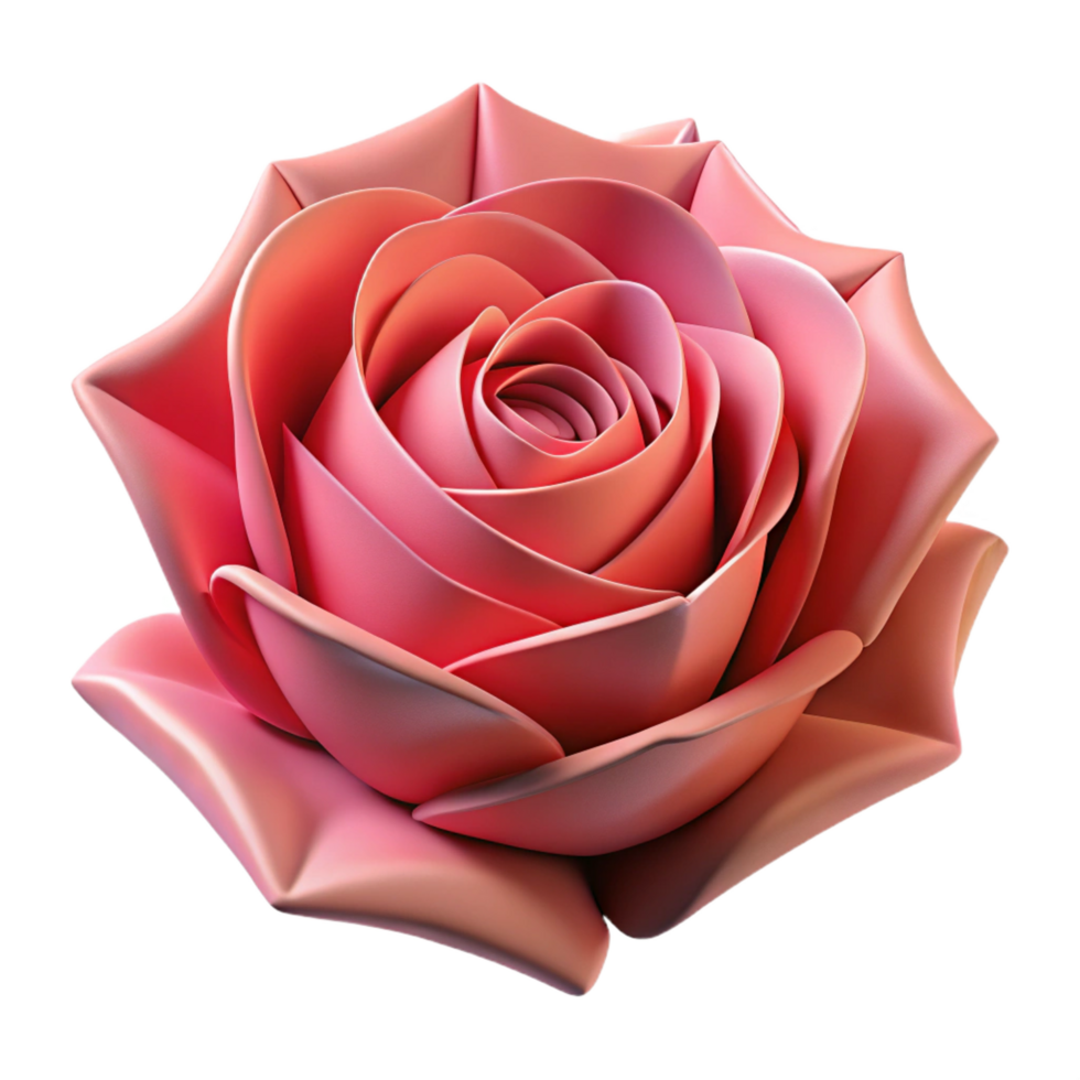 exceptional classic A single, blooming rose made of folded paper. NO BACKGROUND with Transparent Background. fine detail png