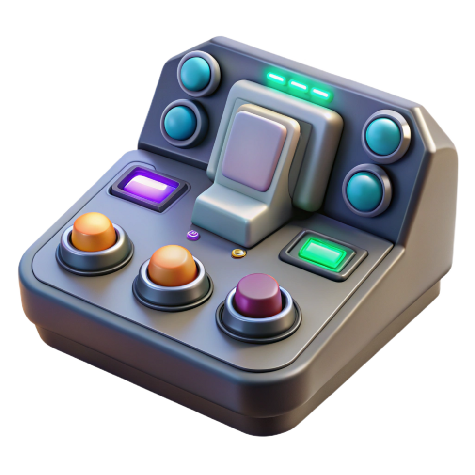 peaceful sumptuous Spaceship control panel with glowing buttons NO BACKGROUND with Transparent Background. refined png