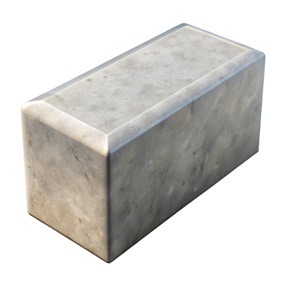 vibrant peaceful art deco 3D render of a concrete block NO BACKGROUND with Transparent Background. museum quality png