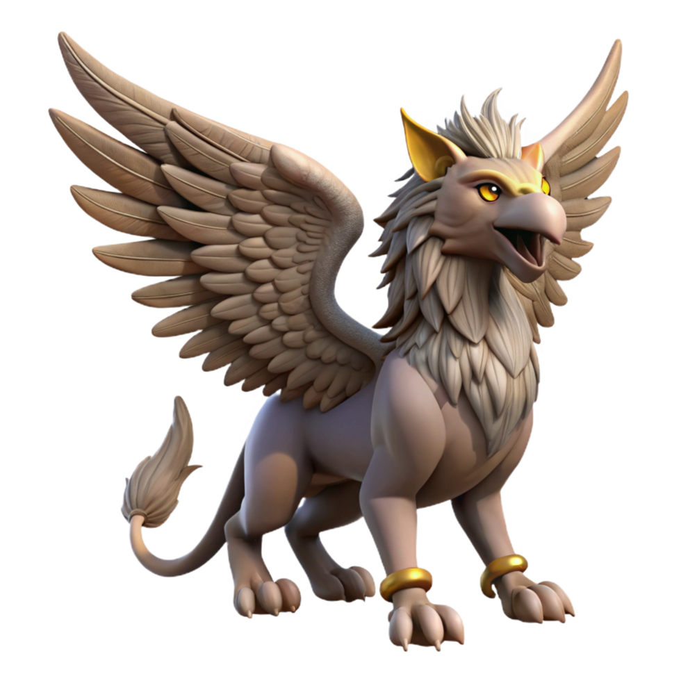 splendid ethereal rustic A majestic griffin, wings outstretched, sharp talons. NO BACKGROUND with Transparent Background. impeccable png