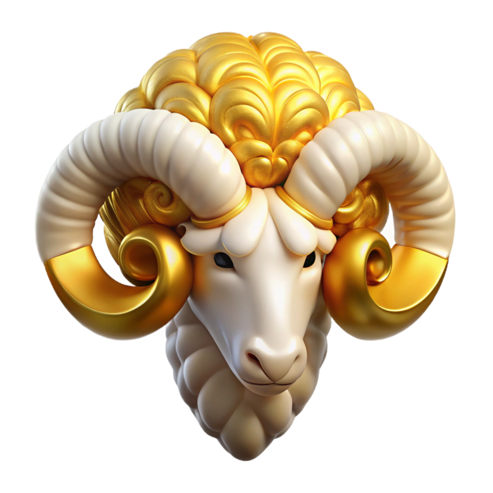 ethereal stunning Golden Fleece, magical ram's fleece, NO BACKGROUND with Transparent Background. original png