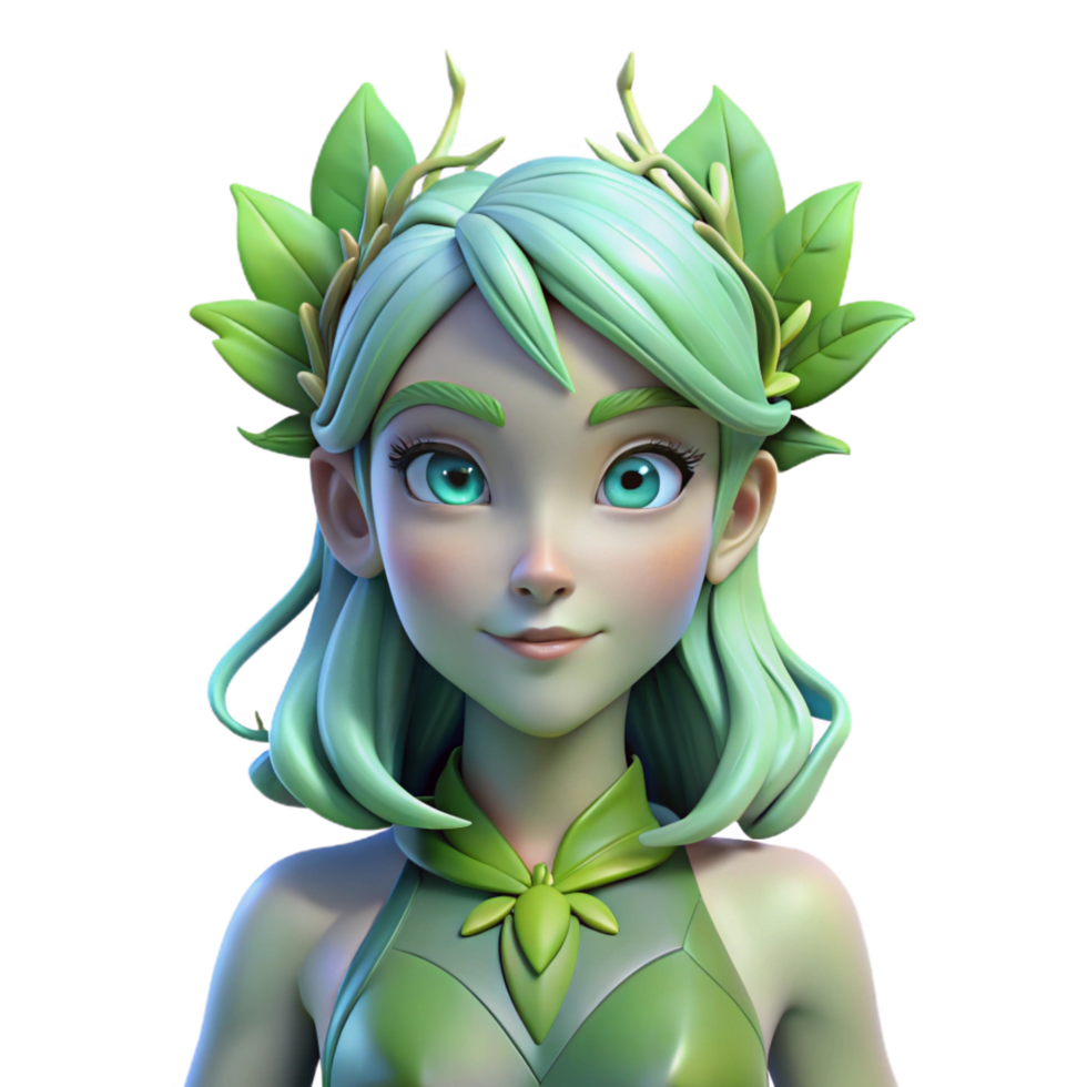 captivating tranquil futuristic A Nymph, beautiful female nature spirit, NO BACKGROUND with Transparent Background. impeccable png