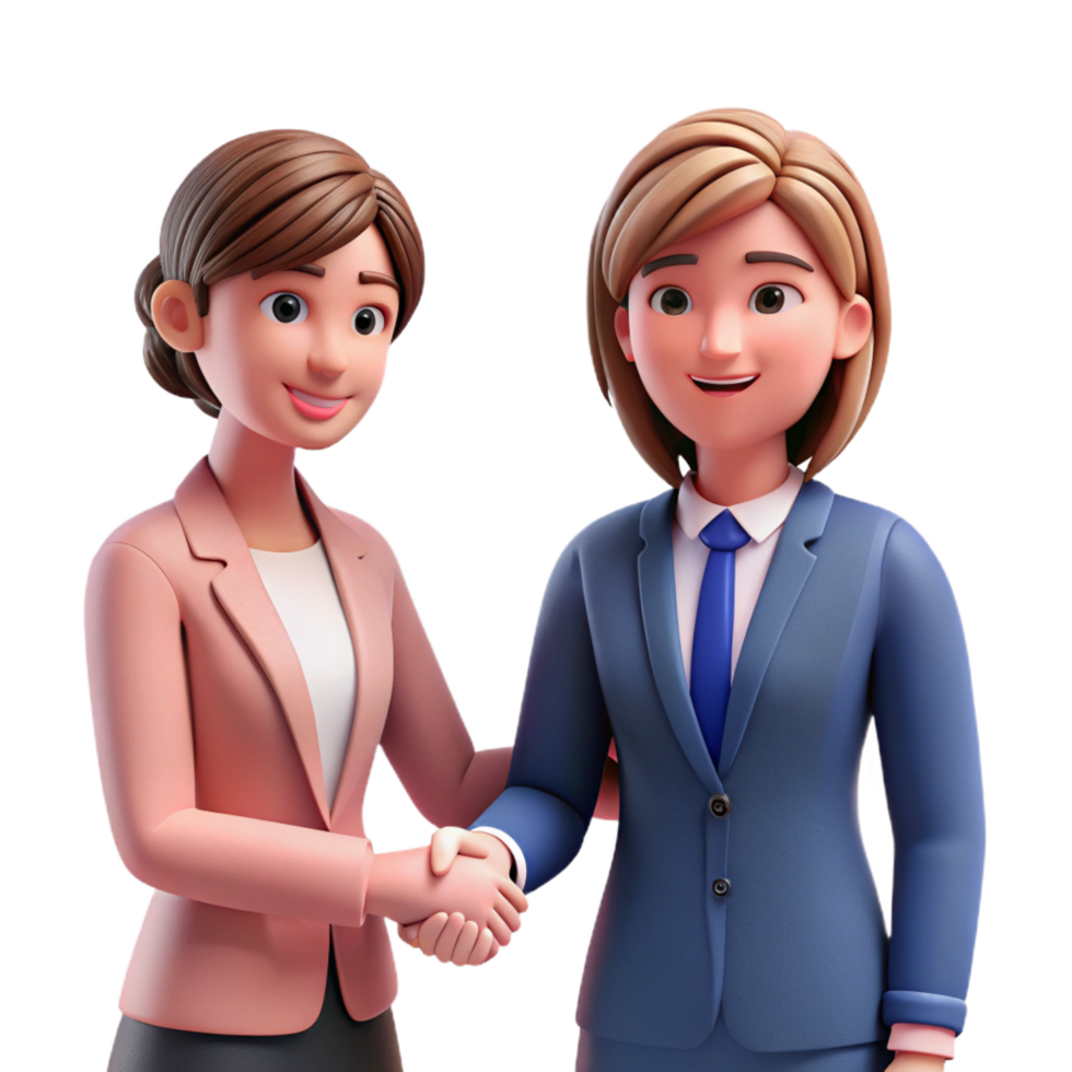 passionate pristine Businesswoman shaking hands NO BACKGROUND with Transparent Background. museum quality png