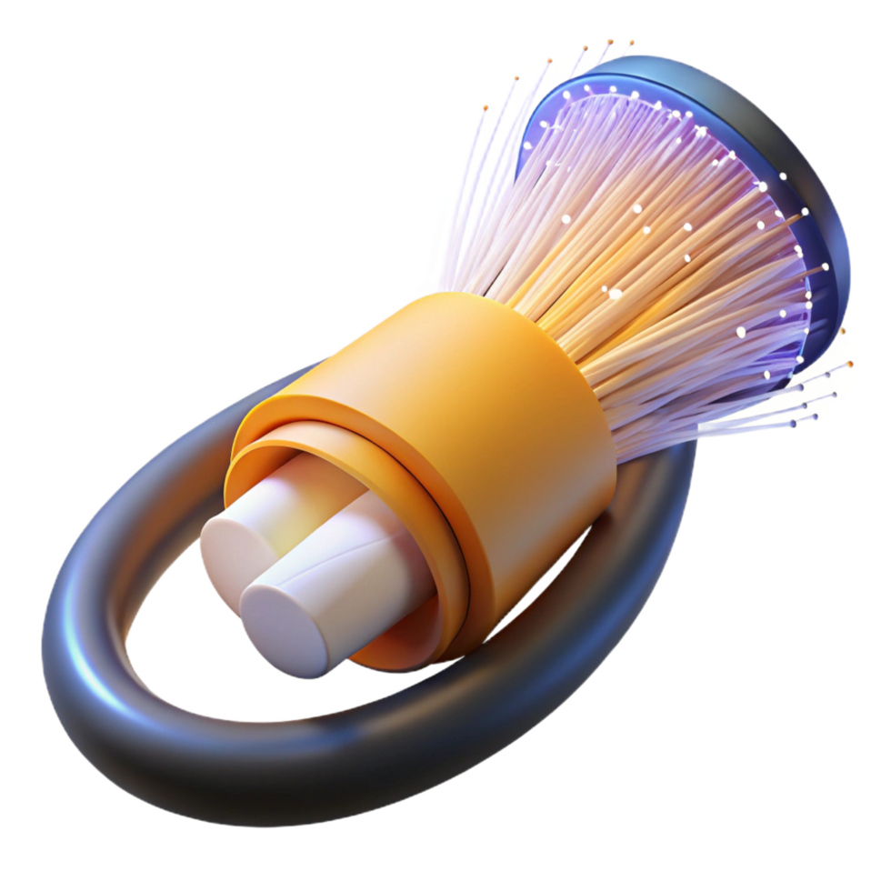 tranquil serene Fiber optic cable emitting light, NO BACKGROUND with Transparent Background. artisan png