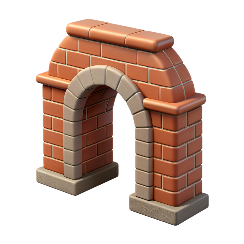 gorgeous art deco Brick arch, keystone, NO BACKGROUND with Transparent Background. 4K png