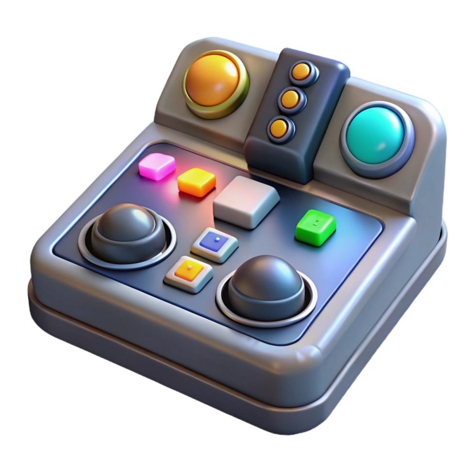 whimsical splendid Spaceship control panel with illuminated buttons. NO BACKGROUND with Transparent Background. detailed png