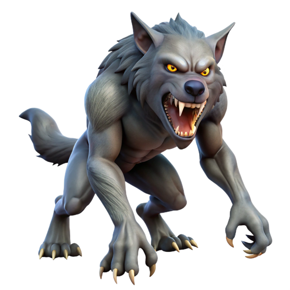 fascinating renaissance A snarling werewolf in mid-transformation. NO BACKGROUND with Transparent Background. impeccable png