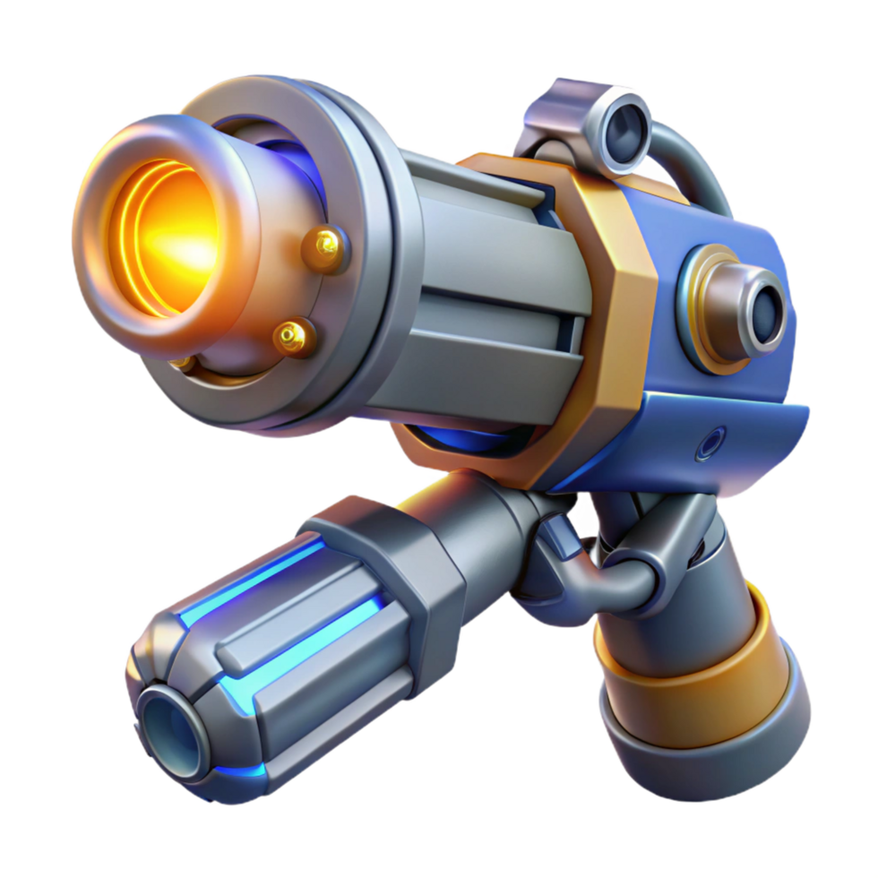 ethereal captivating Robot arm cannon with glowing energy barrel NO BACKGROUND with Transparent Background. elite png