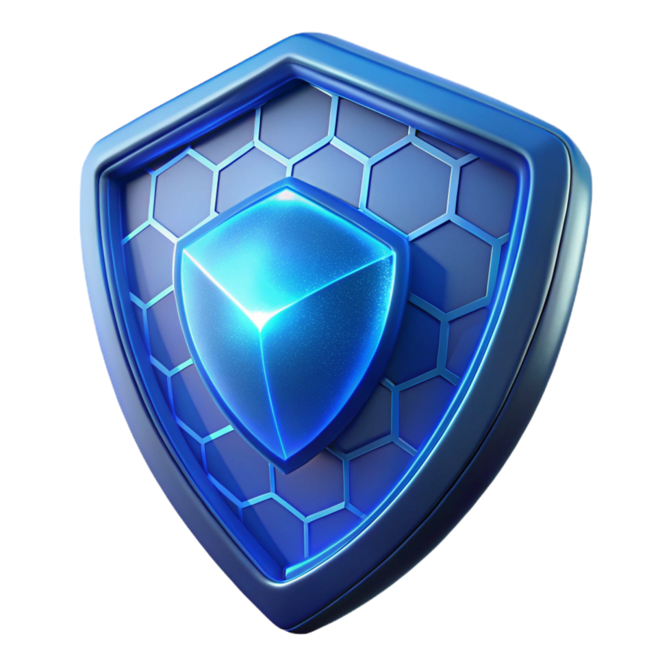energetic extraordinary Energy shield, translucent, glowing blue, hexagonal pattern, NO BACKGROUND with Transparent Background. museum quality png