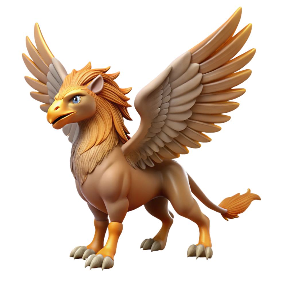 dramatic mesmerizing A majestic griffin, wings outstretched, NO BACKGROUND with Transparent Background. perfect clarity png