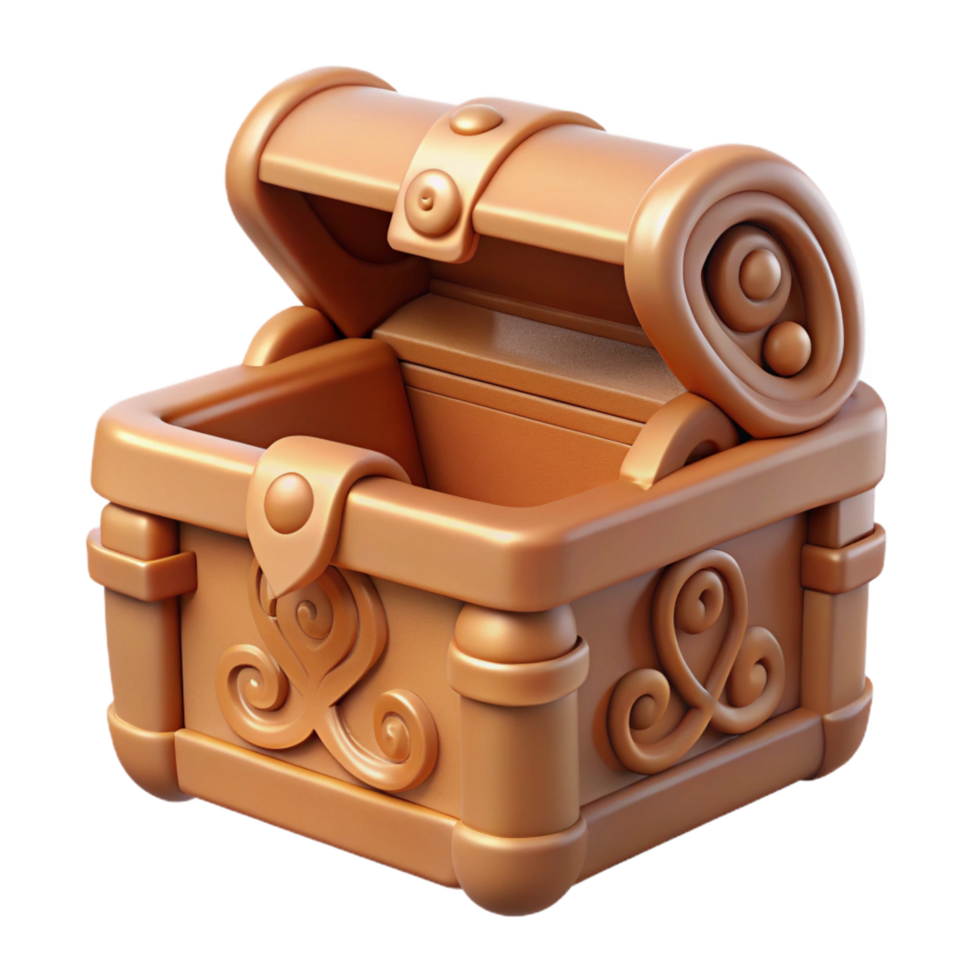signature surreal Pandora's Box, intricately carved and slightly open, NO BACKGROUND with Transparent Background. impeccable png
