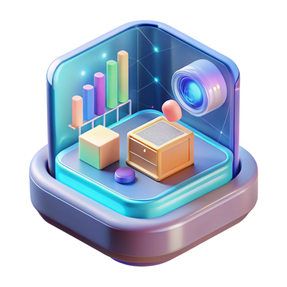 serene traditional Advanced holographic display showing complex data. NO BACKGROUND with Transparent Background. impeccable png