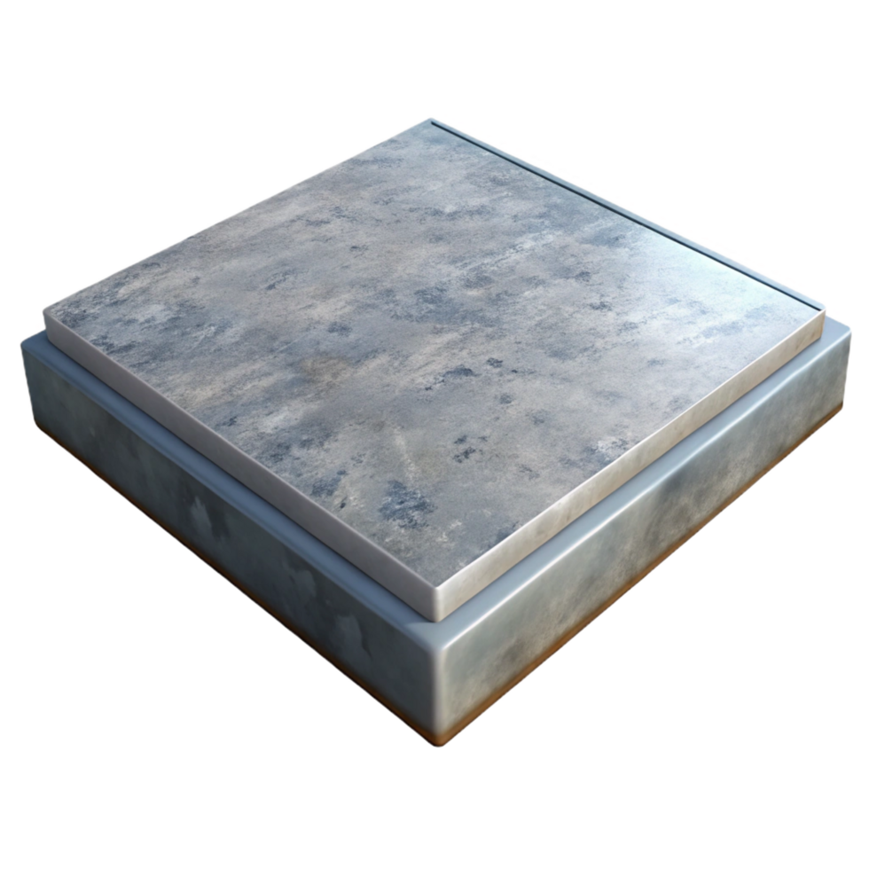 sumptuous avant-garde 3D render of a concrete slab NO BACKGROUND with Transparent Background. museum quality png