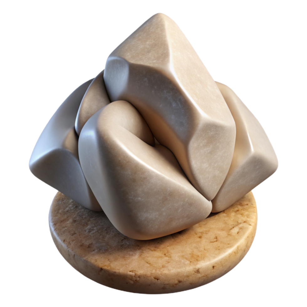 exquisite bohemian Stone sculpture fragment, abstract form, NO BACKGROUND with Transparent Background. premium png