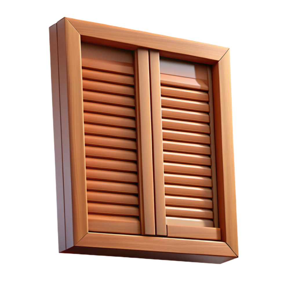 glorious reflective nordic Wooden window shutter, closed position, NO BACKGROUND with Transparent Background. luxury png