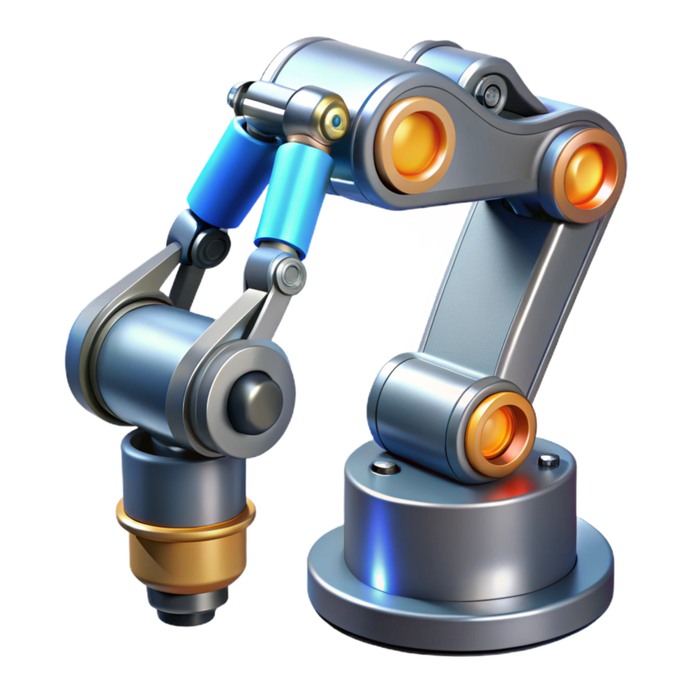 exquisite memorable Robotic arm holding a futuristic welding tool NO BACKGROUND with Transparent Background. png