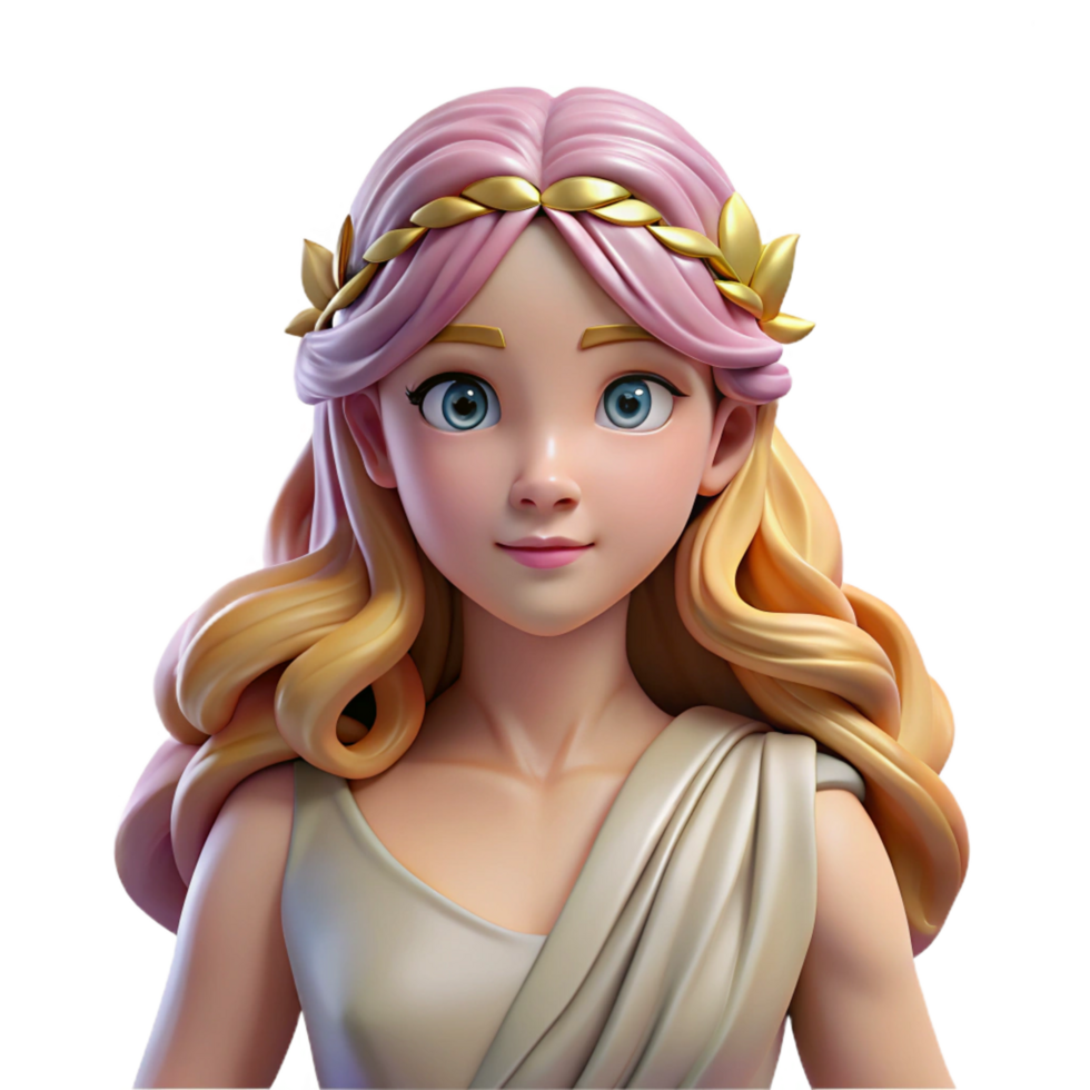 hypnotic intense rustic Aphrodite, Goddess of Love and Beauty, flowing hair, NO BACKGROUND with Transparent Background. museum quality png