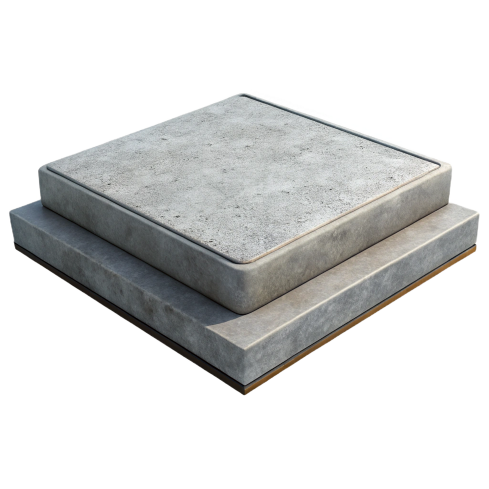 memorable nordic 3D render of a concrete slab NO BACKGROUND with Transparent Background. flawless png