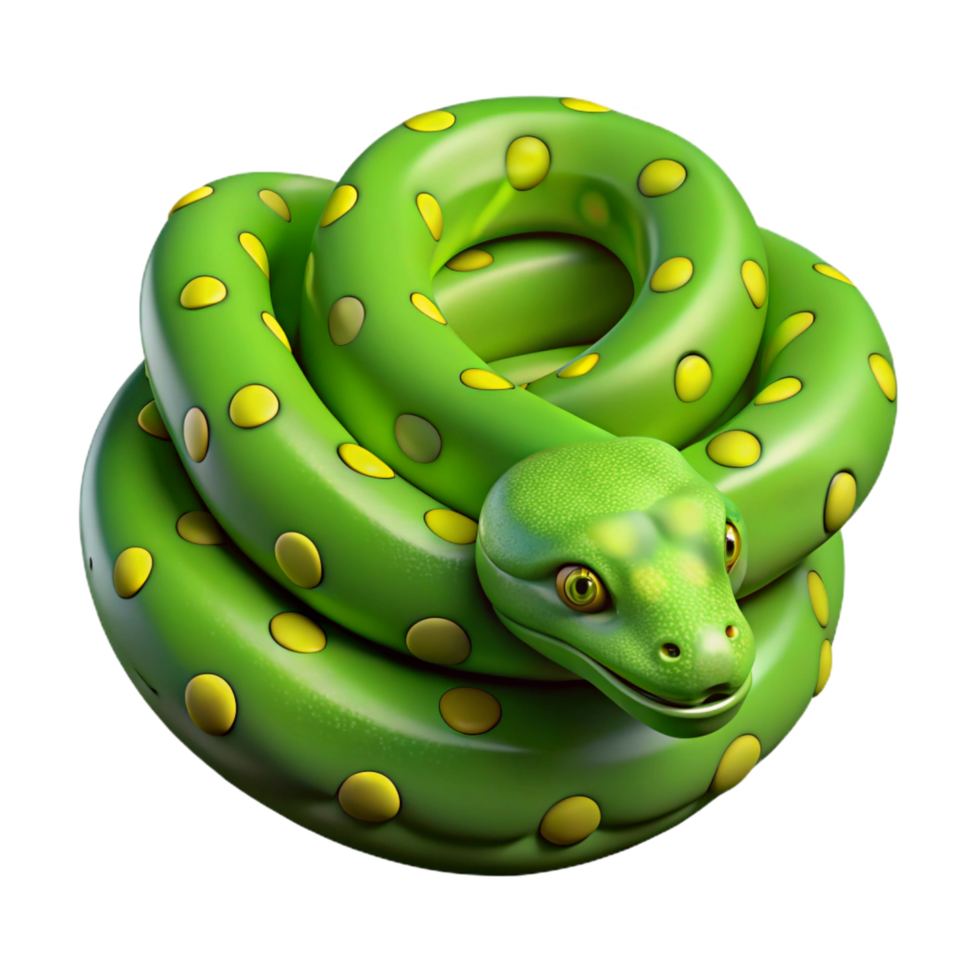 playful breathtaking A slithering green tree python, coiled, NO BACKGROUND with Transparent Background. genuine png