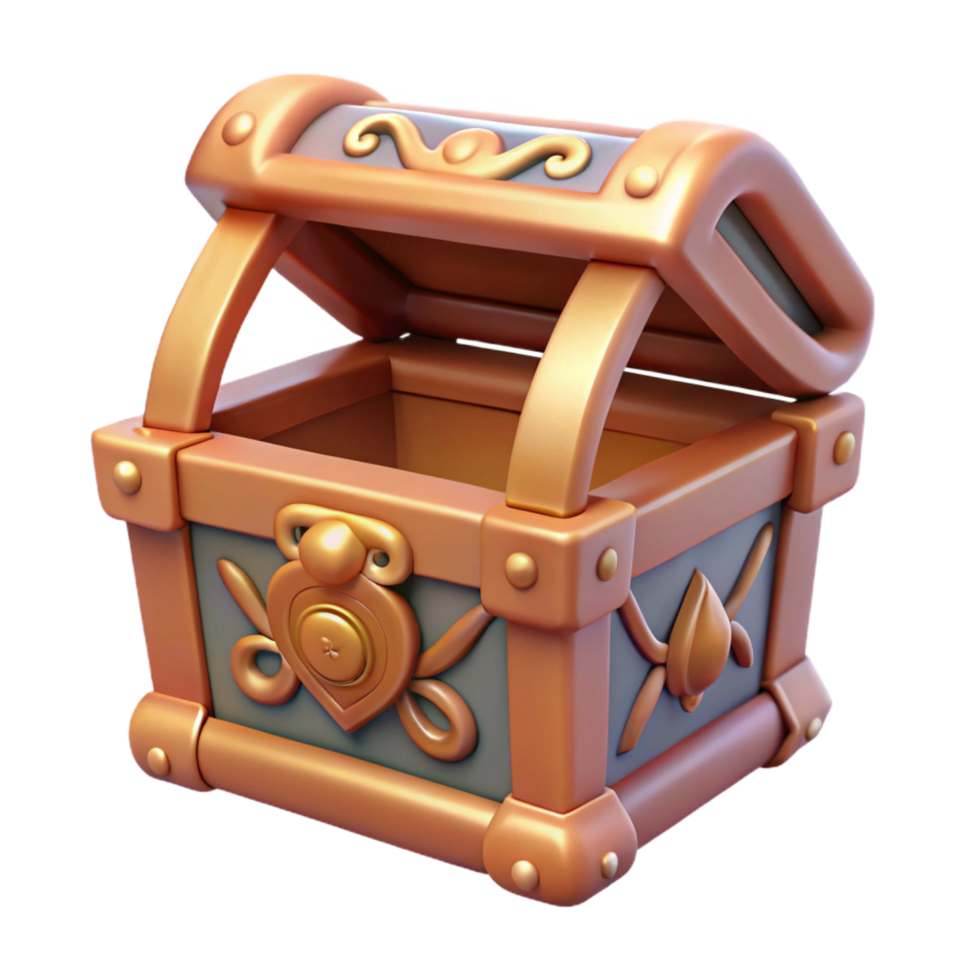 beautiful mid-century Pandora's Box, intricately carved and slightly open, NO BACKGROUND with Transparent Background. ultra HD png