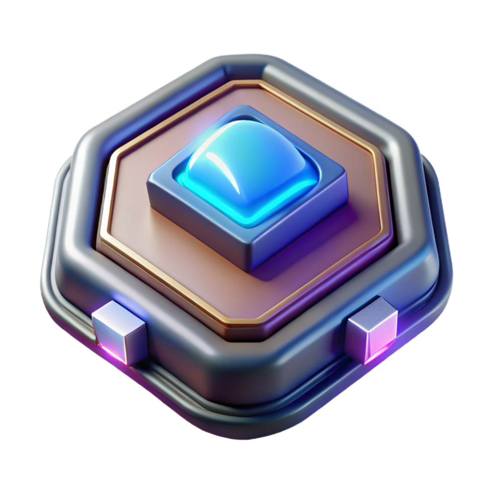immaculate impressionist Futuristic communicator badge with flashing lights. NO BACKGROUND with Transparent Background. high resolution png