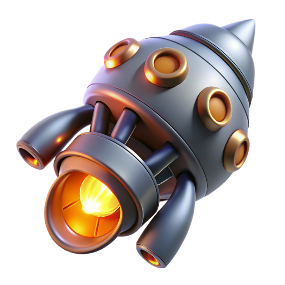 sumptuous timeless Spaceship engine nozzle with glowing exhaust ports NO BACKGROUND with Transparent Background. png