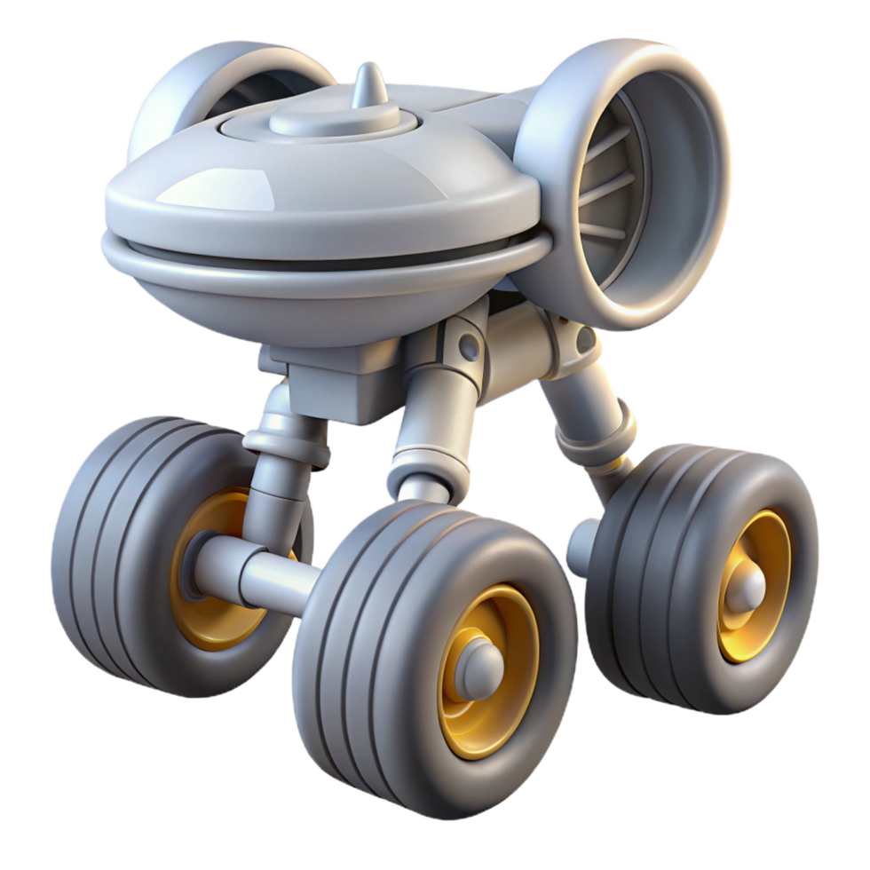 gorgeous signature Detailed model of a spaceship landing gear NO BACKGROUND with Transparent Background. png