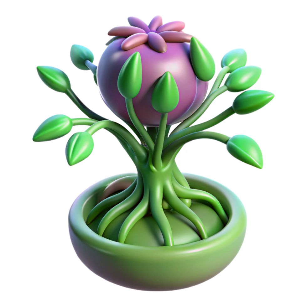 mesmerizing ethereal geometric Bioengineered alien plant with pulsating veins NO BACKGROUND with Transparent Background. studio quality png