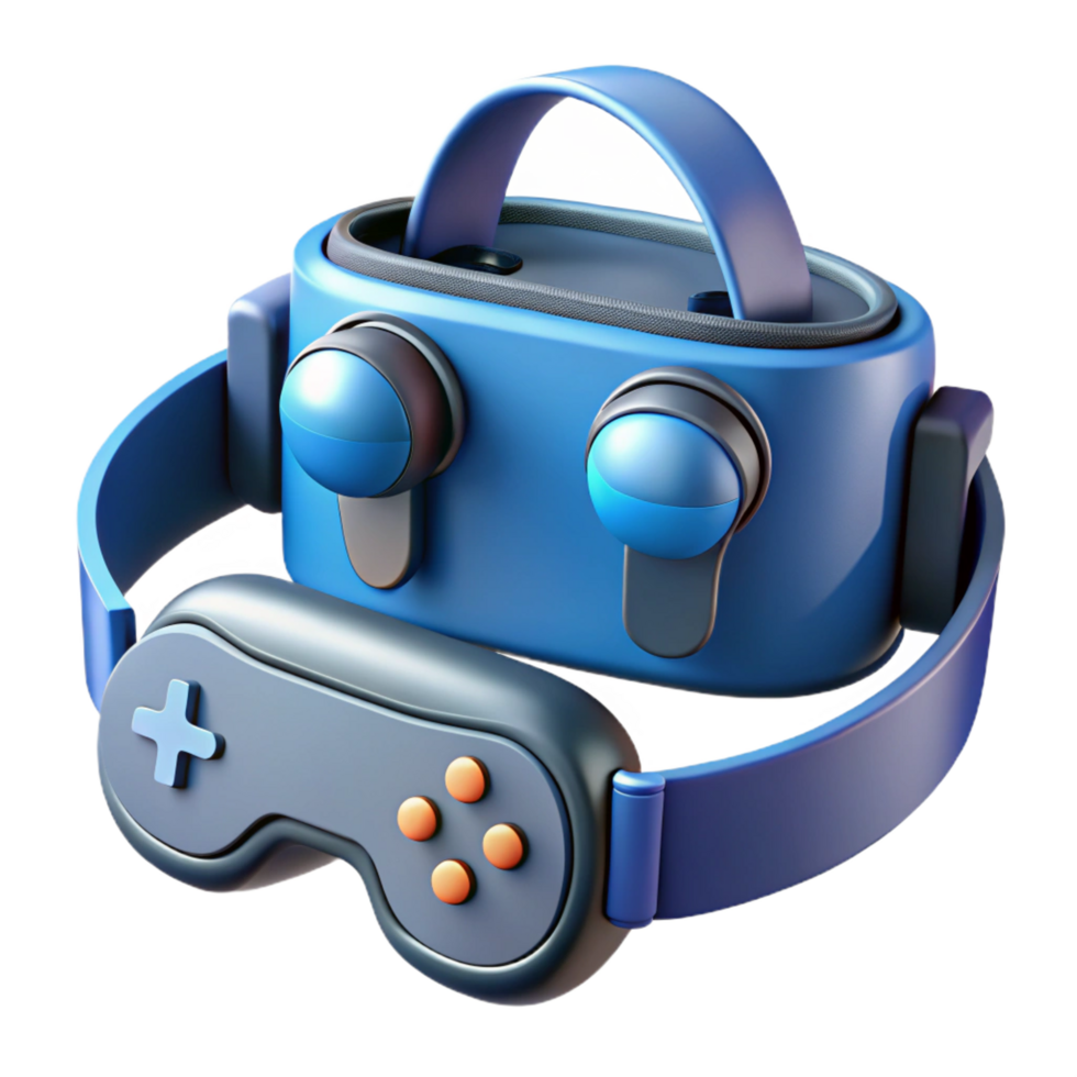 pristine rustic Virtual reality headset with controllers, NO BACKGROUND with Transparent Background. ultra HD png
