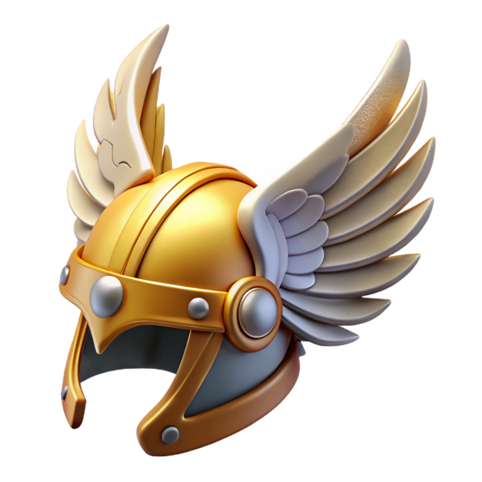 sought-after rustic A winged helmet, adorned with feathers, NO BACKGROUND with Transparent Background. high resolution png