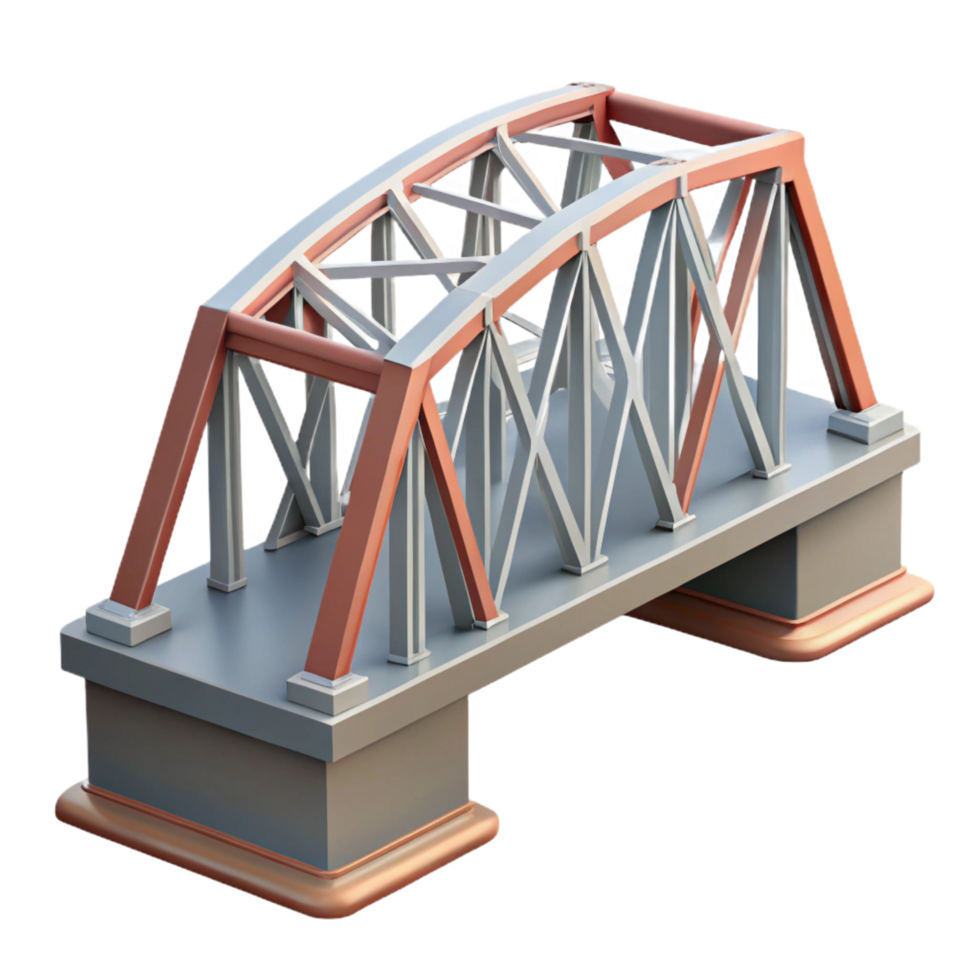extraordinary tranquil retro Architectural model of a truss bridge NO BACKGROUND with Transparent Background. ultra HD png