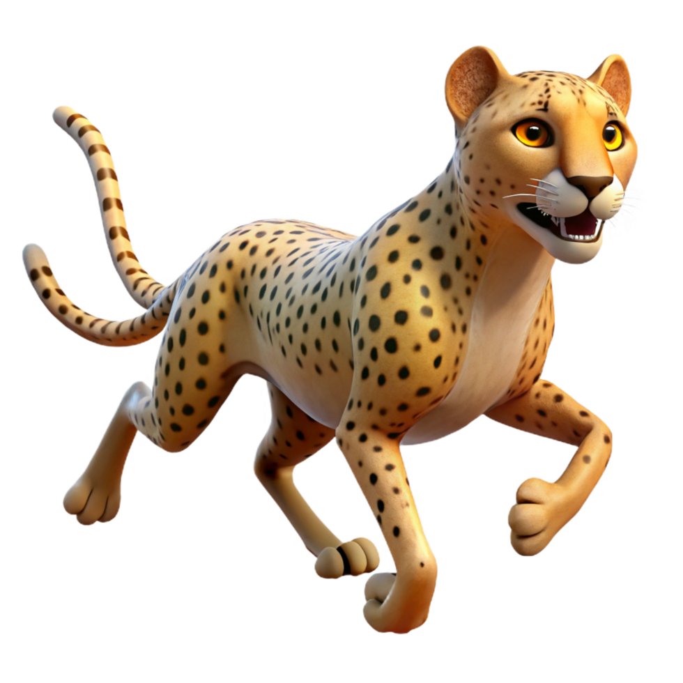 memorable industrial A running cheetah, full body, NO BACKGROUND with Transparent Background. top-tier png