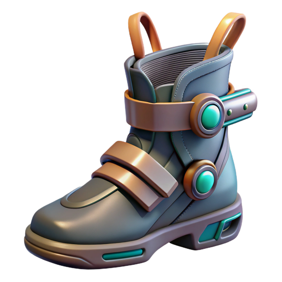 fascinating exemplary Cyberpunk character's boot with retractable blades NO BACKGROUND with Transparent Background. png